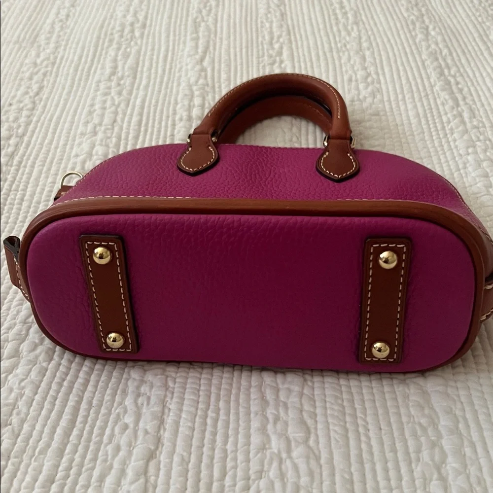 Dooney & Bourke Fuchsia and Brown Satchel - Picture 3 of 9